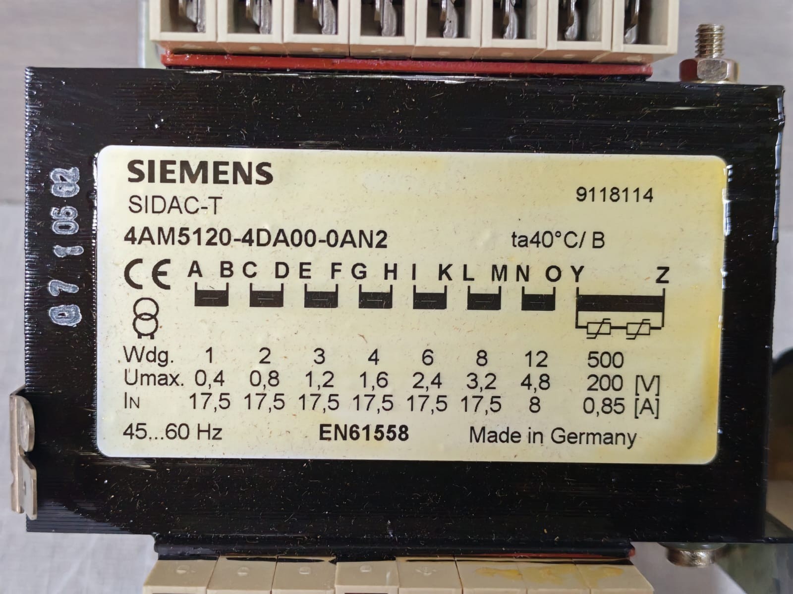 SIEMENS SIDAC-T 4AM5120-4DA00-0AN2 TRANSFORMER