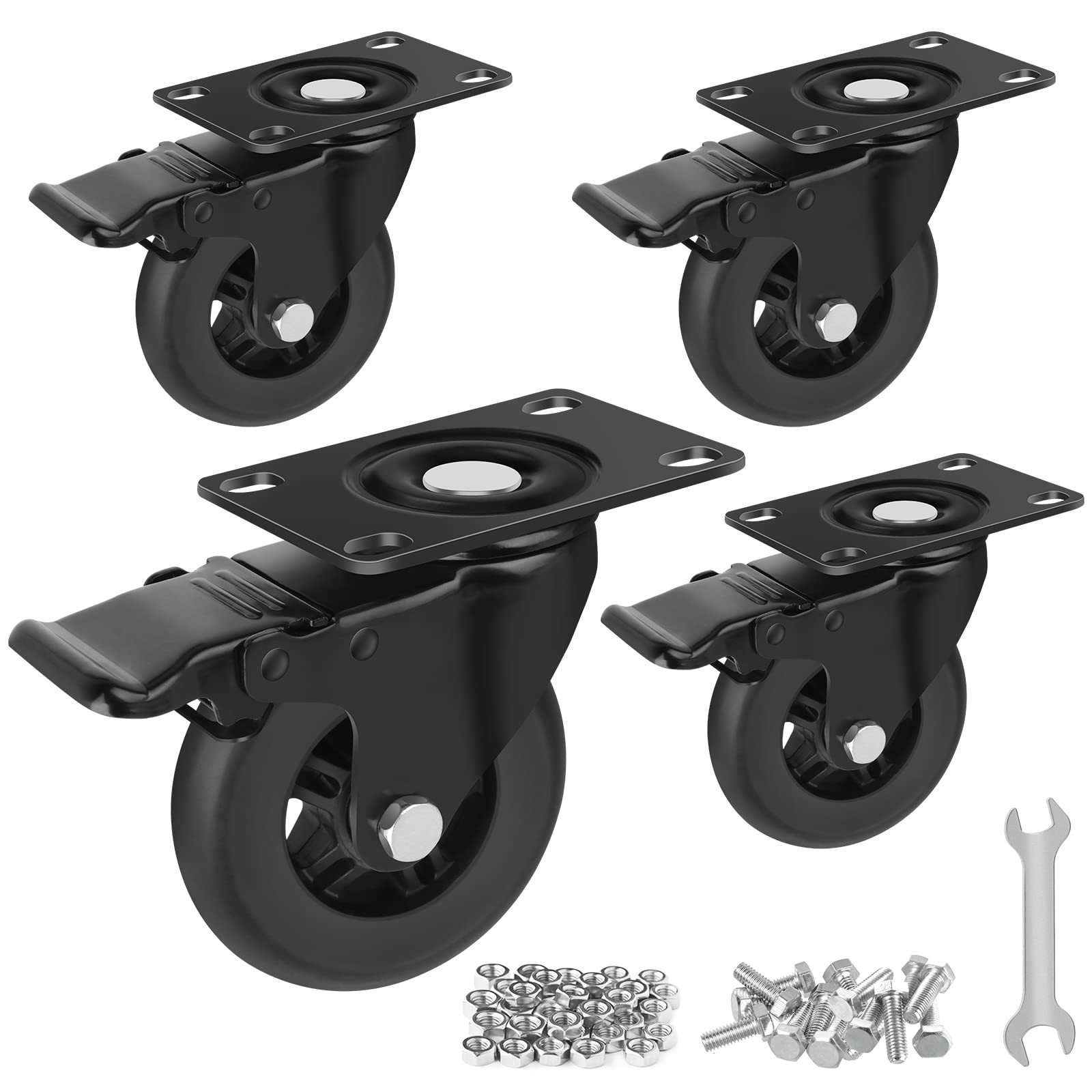 Casters Set Of 4 4 Inch Heavy Duty Quiet Soft Wheels 22000LBS Load Glide