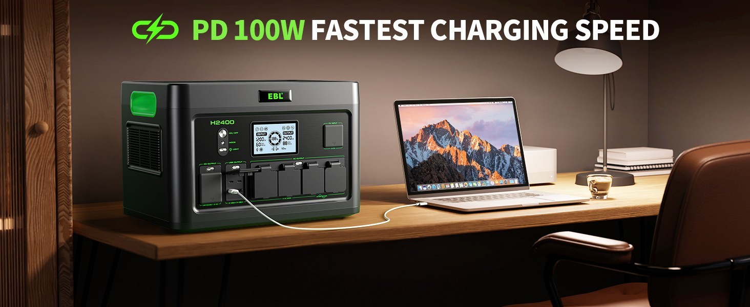 2400W 1843.2Wh Power Station Portable Solar Generator RV LiFePO4 Backup Battery