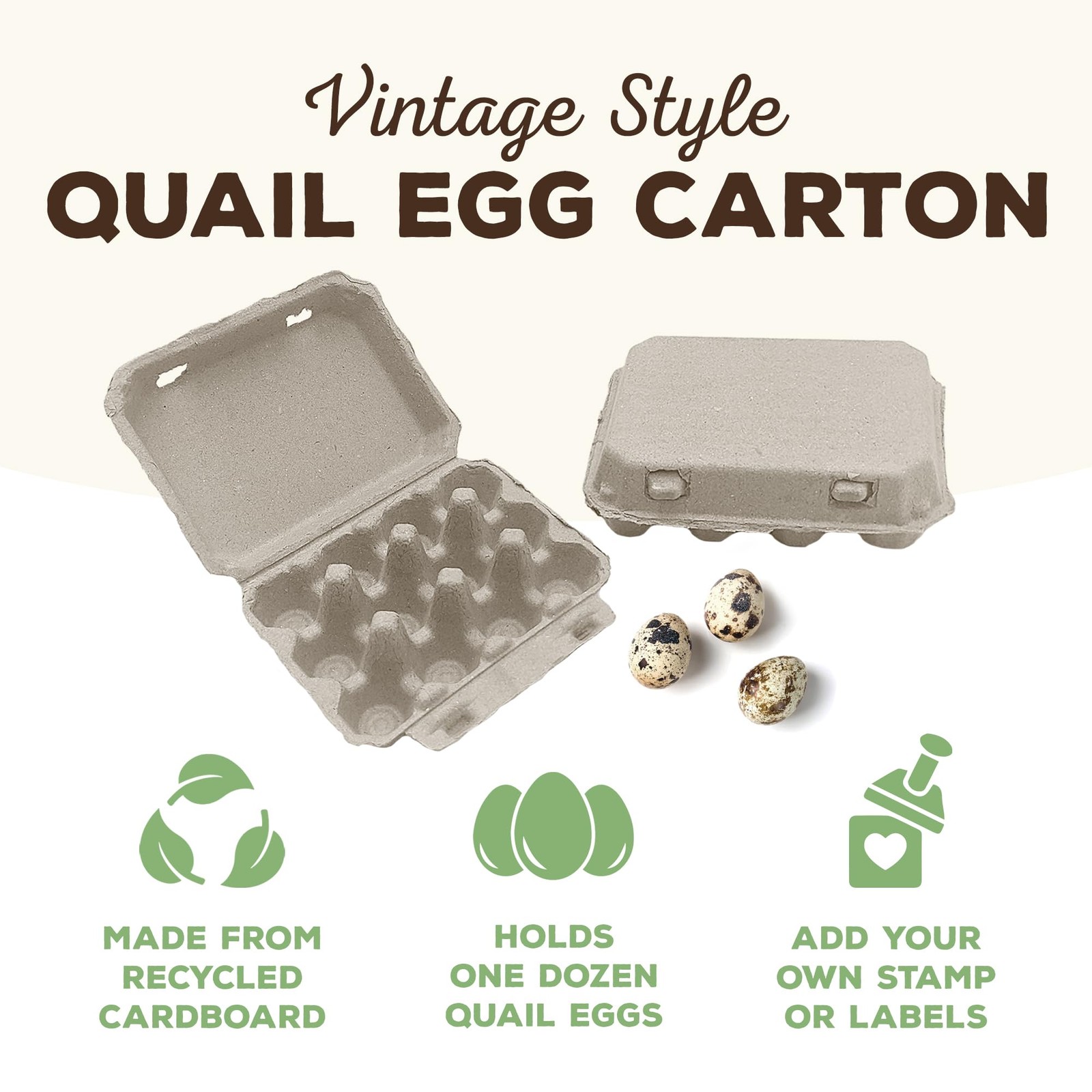 30 PCS Quail Egg Cartons Recycled Cardboard Paper Pulp 3×4 Square 1 Dozen Box