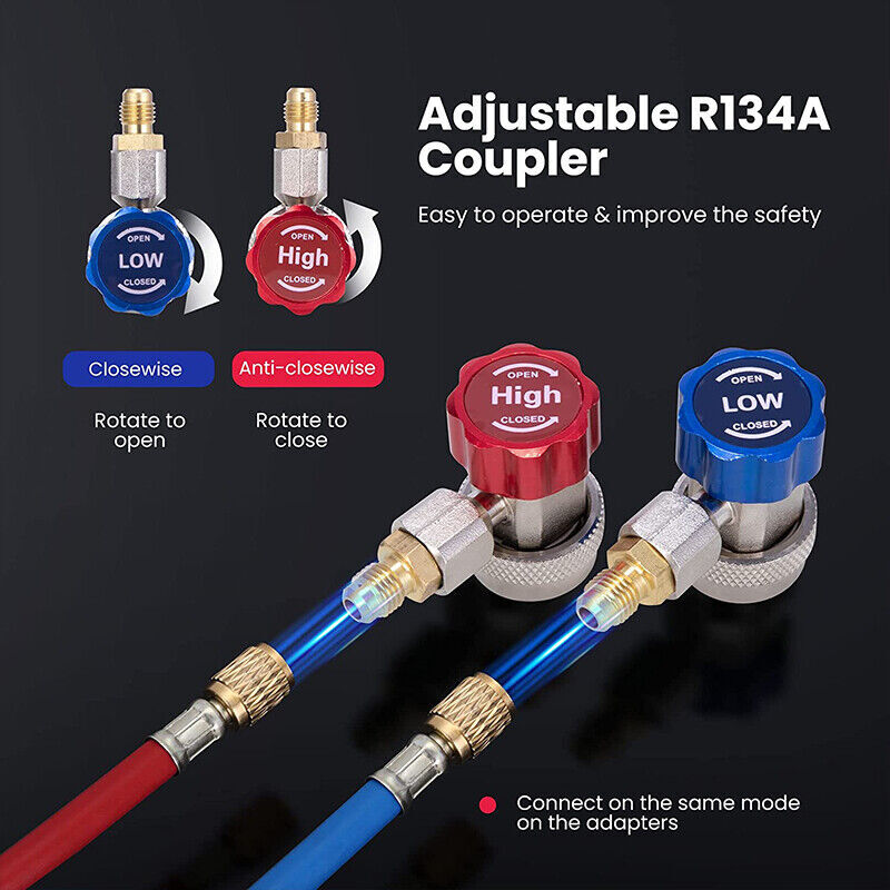 AC High Low Side Quick Connector Adapter Fitting Coupler Kit For Car AC 1/4″ SAE