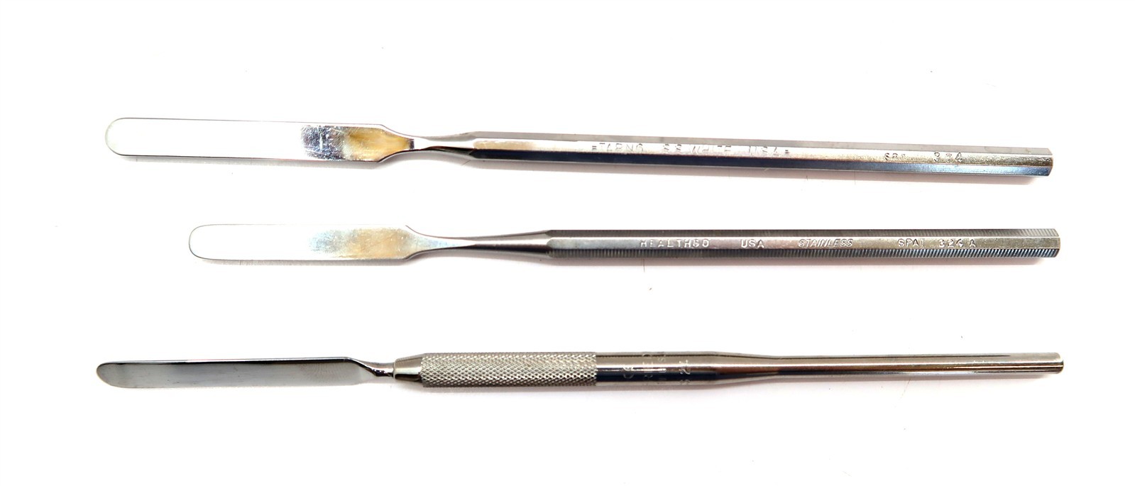 3 Dental Cement Spatulas HU FRIEDY CS24, HEALTHCO 324A and TARNO SS White 324
