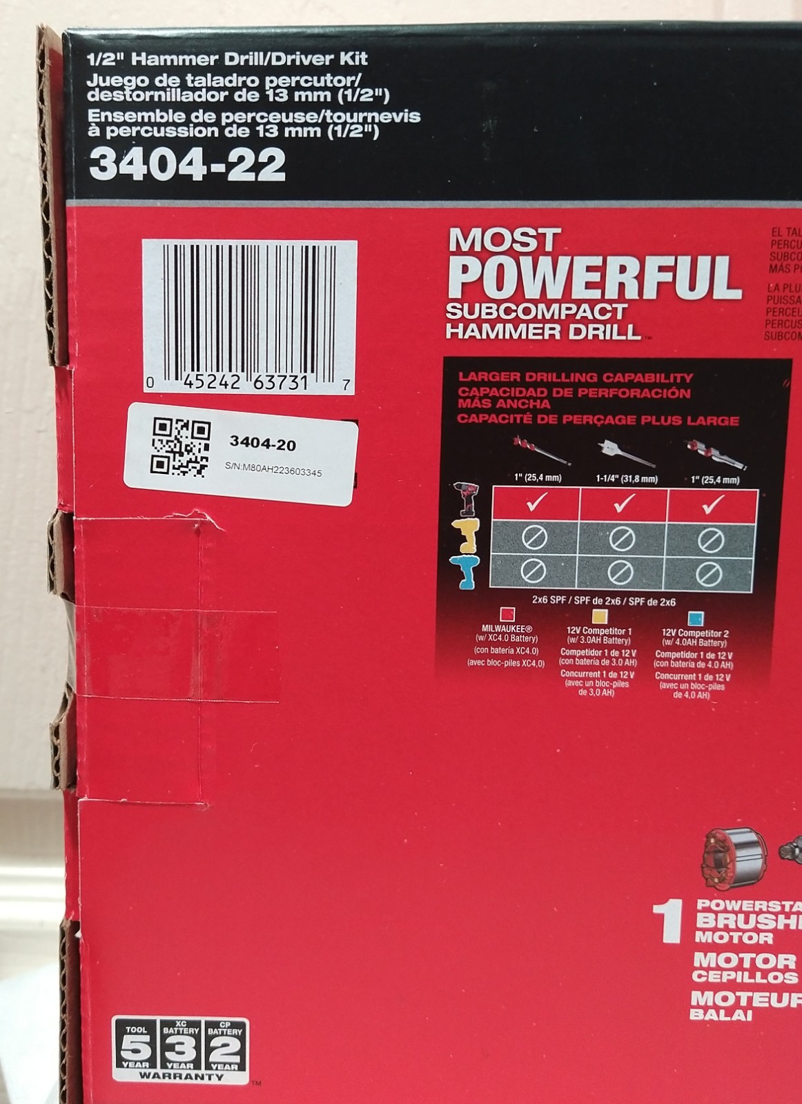 New Milwaukee 3404-22 M12 FUEL Brushless 1/2″ Hammer Drill Kit /Free M12 Ratchet