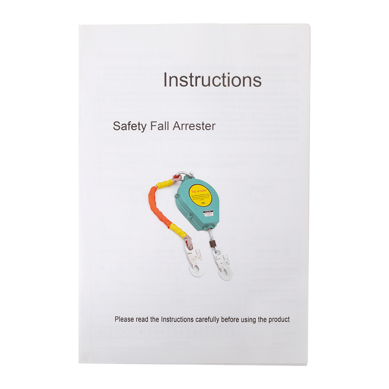 15M Self-Retracting Fall Arrester with Double Locking Hook, 150kg Capacity