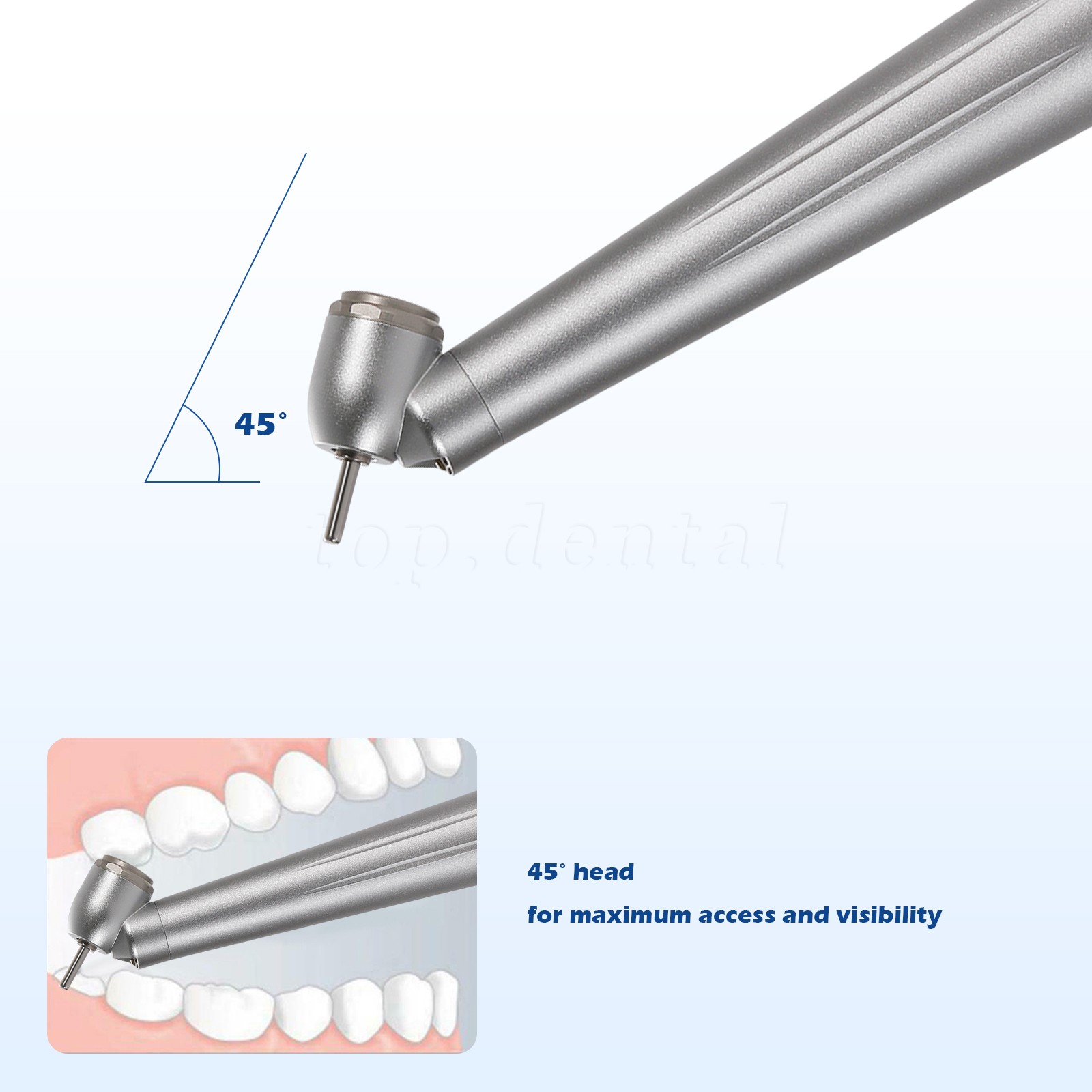 LED Dental Surgical Handpiece 45 Degree High Speed Turbine 4 Hole Rare Exhaust