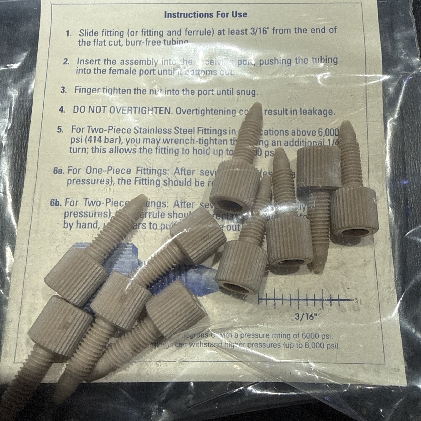 UPCHURCH SCIENTIFIC IDEX F-130X FINGERTIGHT FITTINGS, BAG OF 10, NIB
