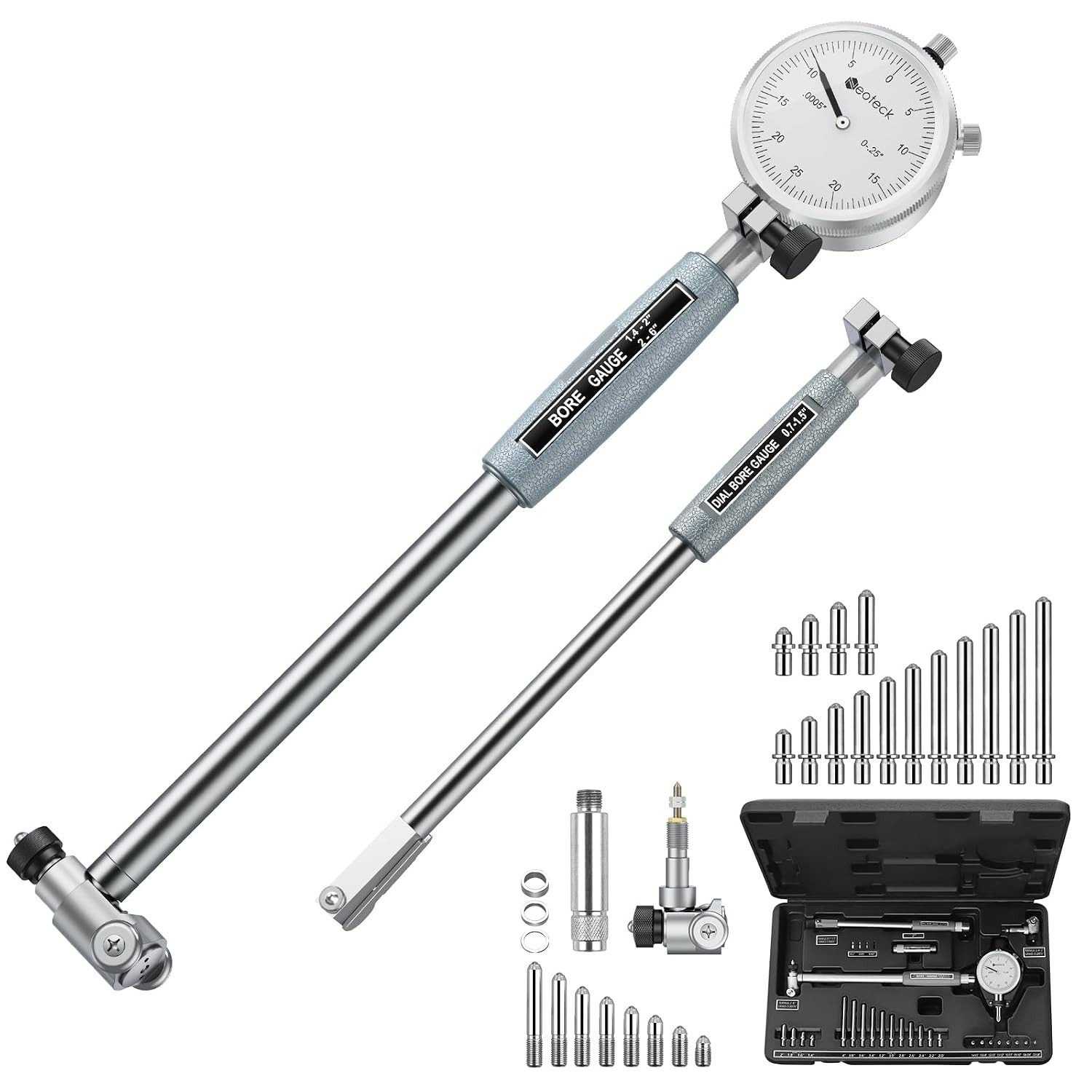 Dial Bore Gauge with 0.7″-6″/0.0005″ Measuring Range and 6″ Measuring Depth Dial