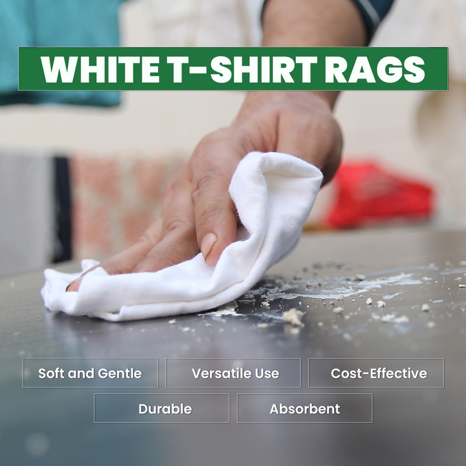 White Knit T-Shirt Cotton Rags-1000 lbs. Pallet 40×25 lbs -Multipurpose Cleaning