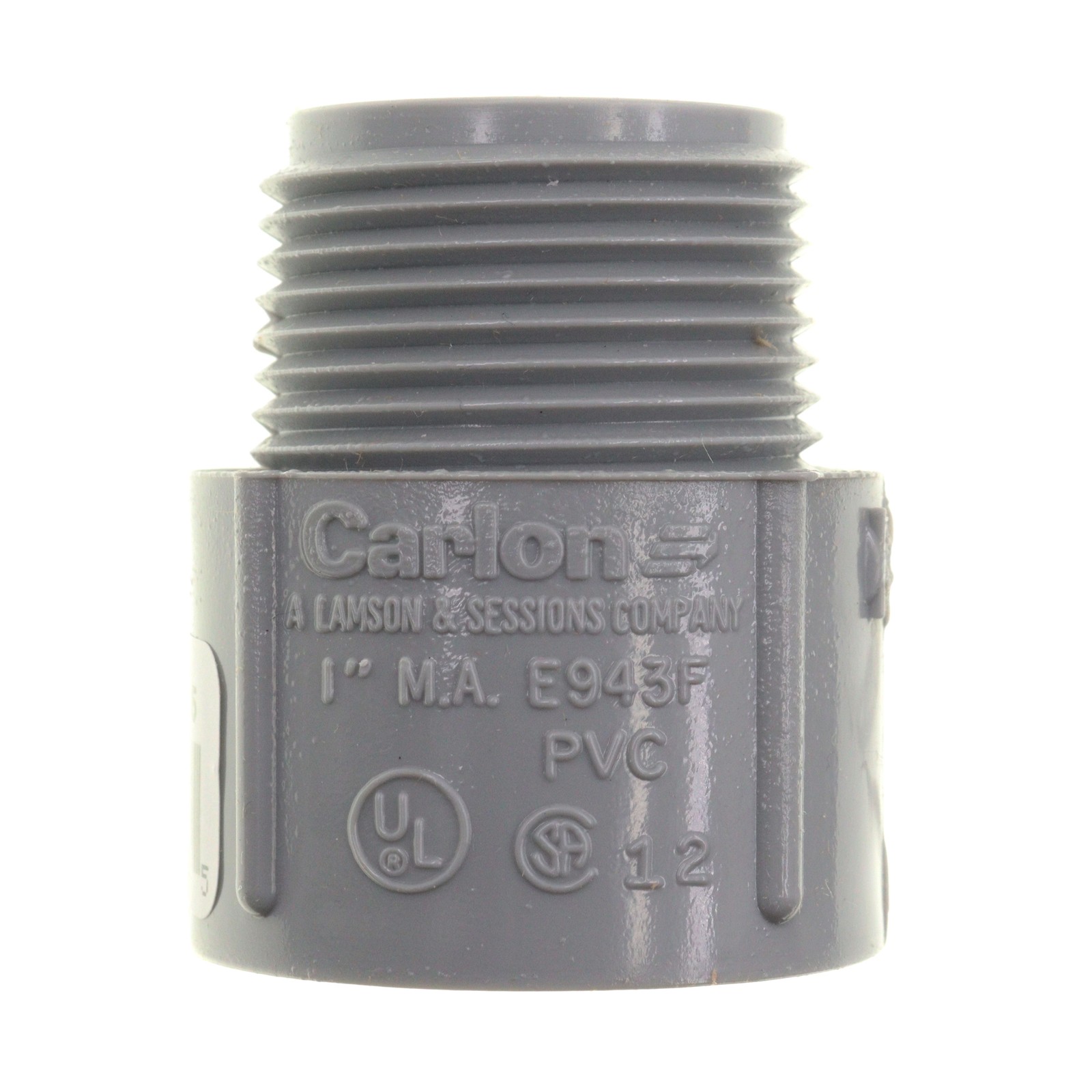 CARLON E943F NON-METALLIC PVC THREADED MA MALE ADPATER, 1-INCH, GRAY