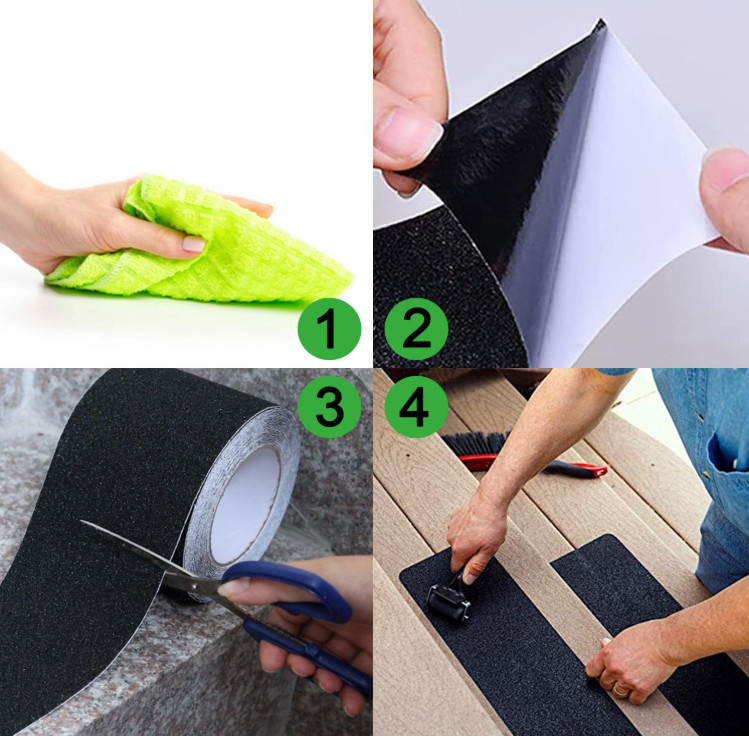 Rollo de Cinta Antideslizante Negra 30 cm x 10,7 m Grano 80 Alta Tracción. Nuevo