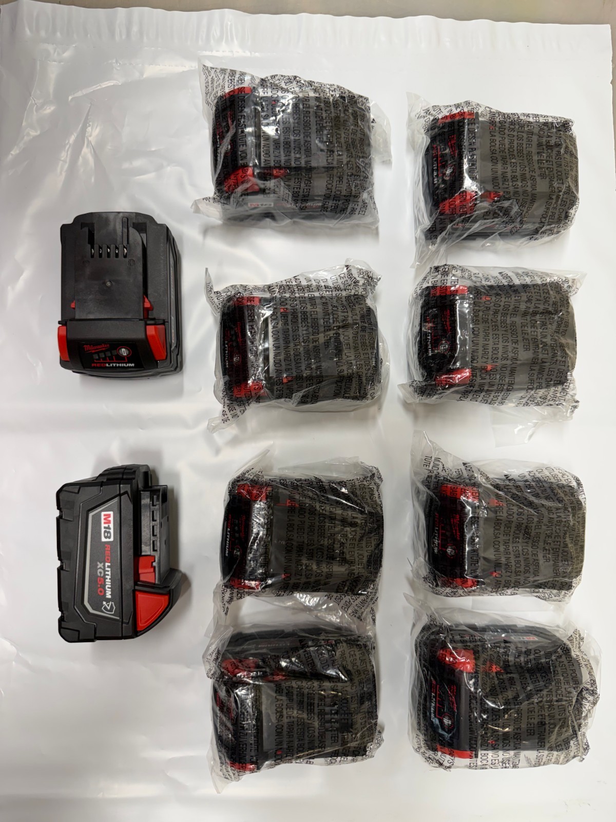 10 Pack Genuine Milwaukee M18 XC 5 amp Oil Resistant 18V Battery 48-11-1850R NEW