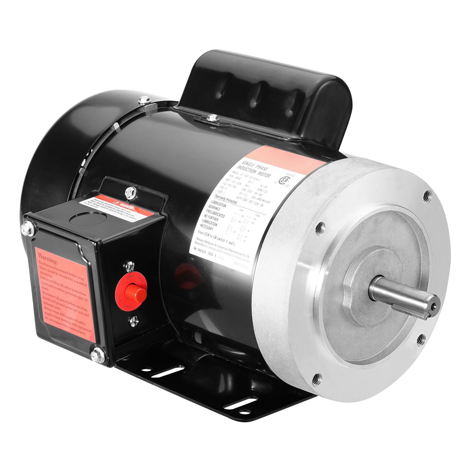 1HP Electric Motor 1725 rpm, AC 115V/ 230V, 56C Frame, Air Compressor Motor