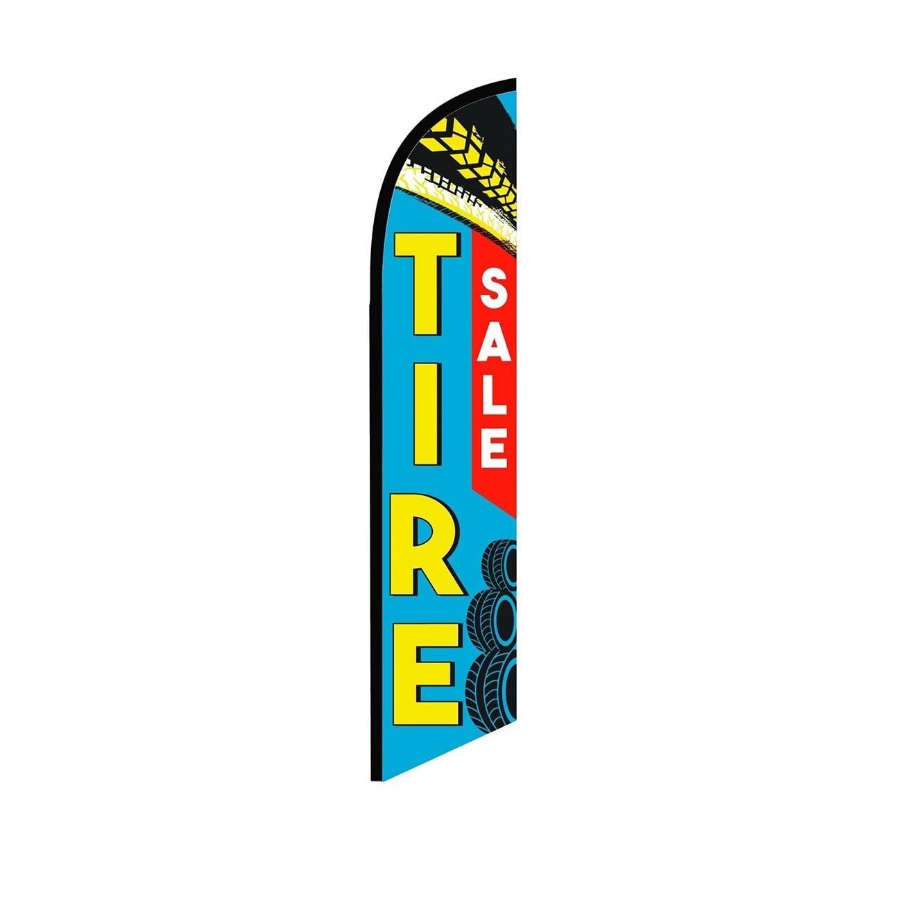 Tire Sale Teal Swooper Flutter Feather Flag | 3ft W x 11.5ft Tall