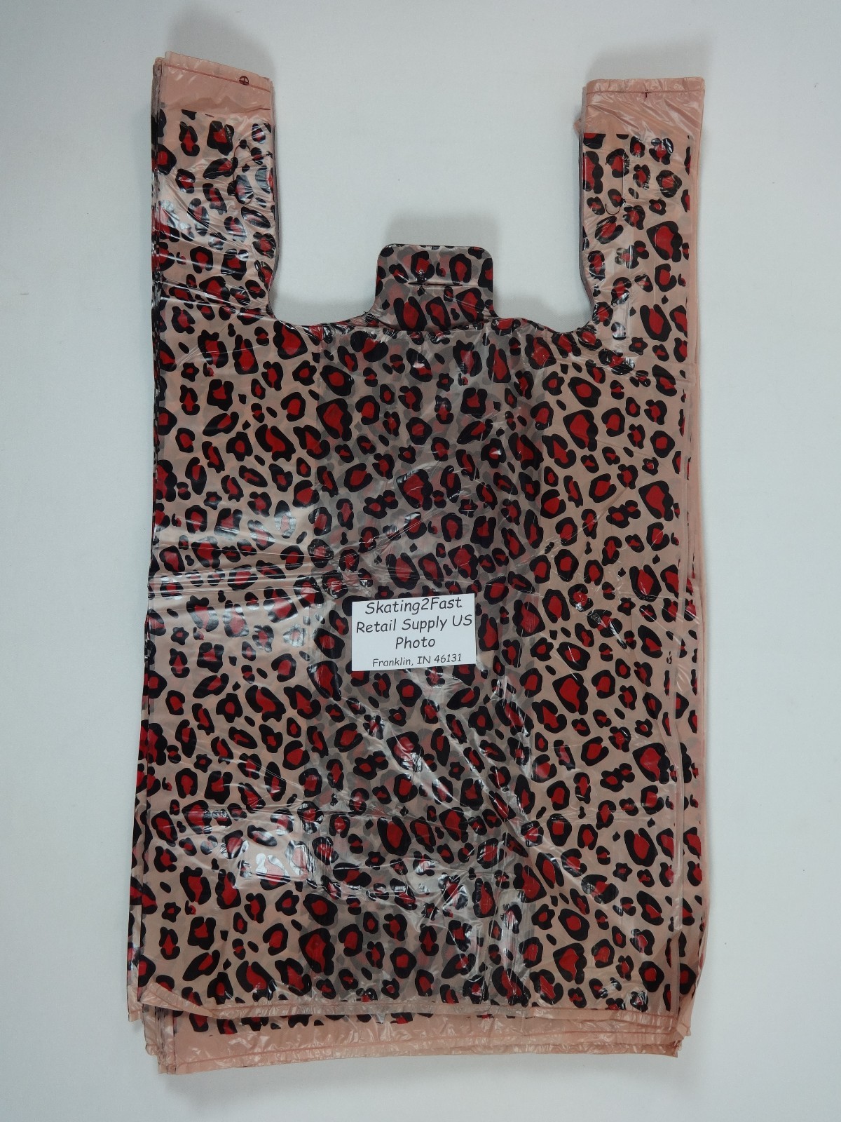 T-Shirt Leopard Print Design Plastic Retail Shopping Bags Handles 11.5″ x6″ x21″