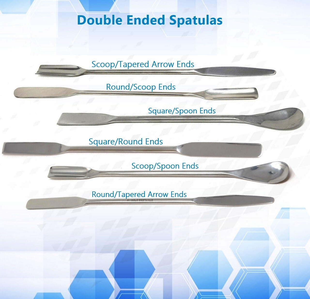 Stainless Steel Lab Spoon Spatula Dental Instruments 9″ Double Ended 6 Pc Set