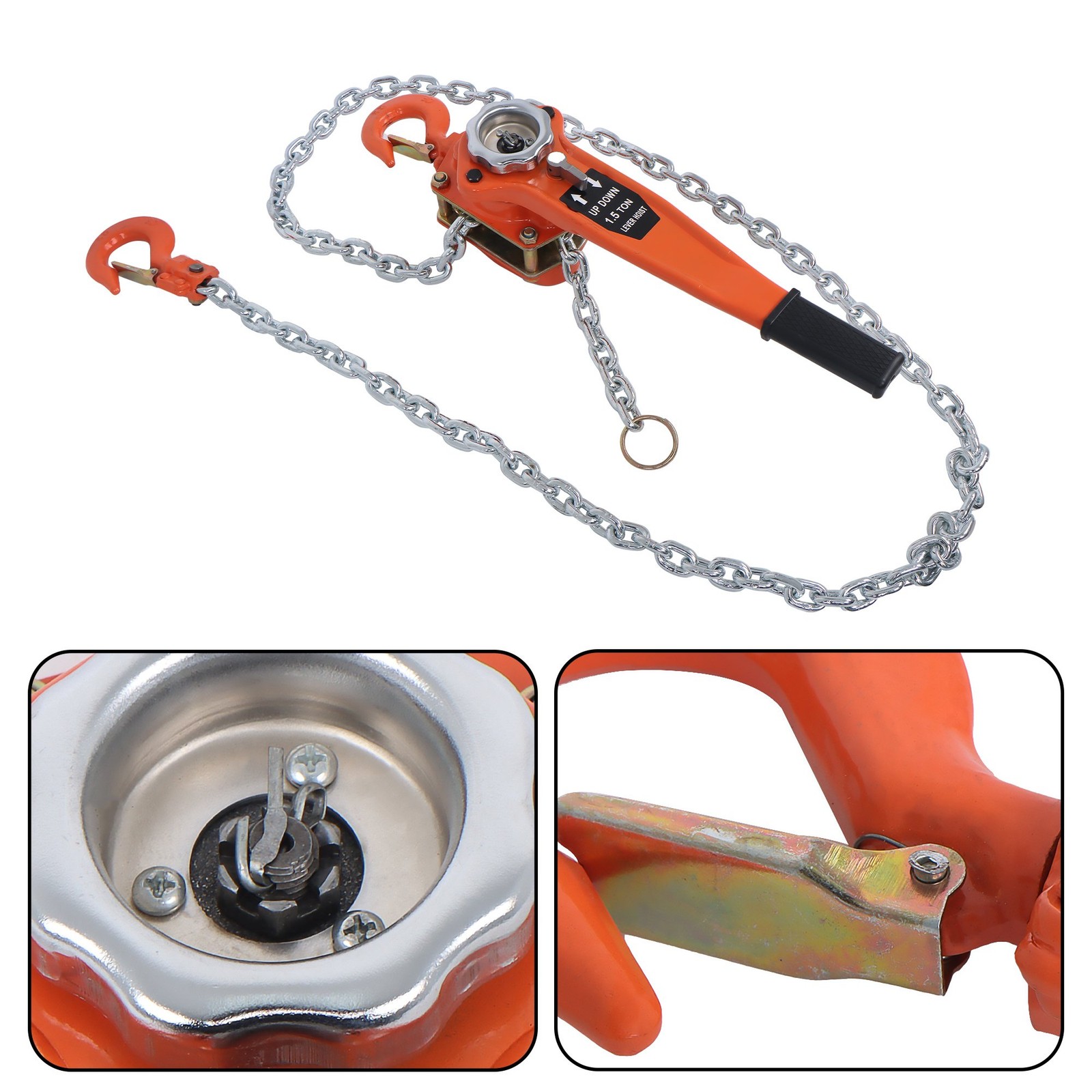 3300LB 1.5Ton Manual Lever Chain Hoist 10FT Lift G80 Chain & 360° Swivel Hook