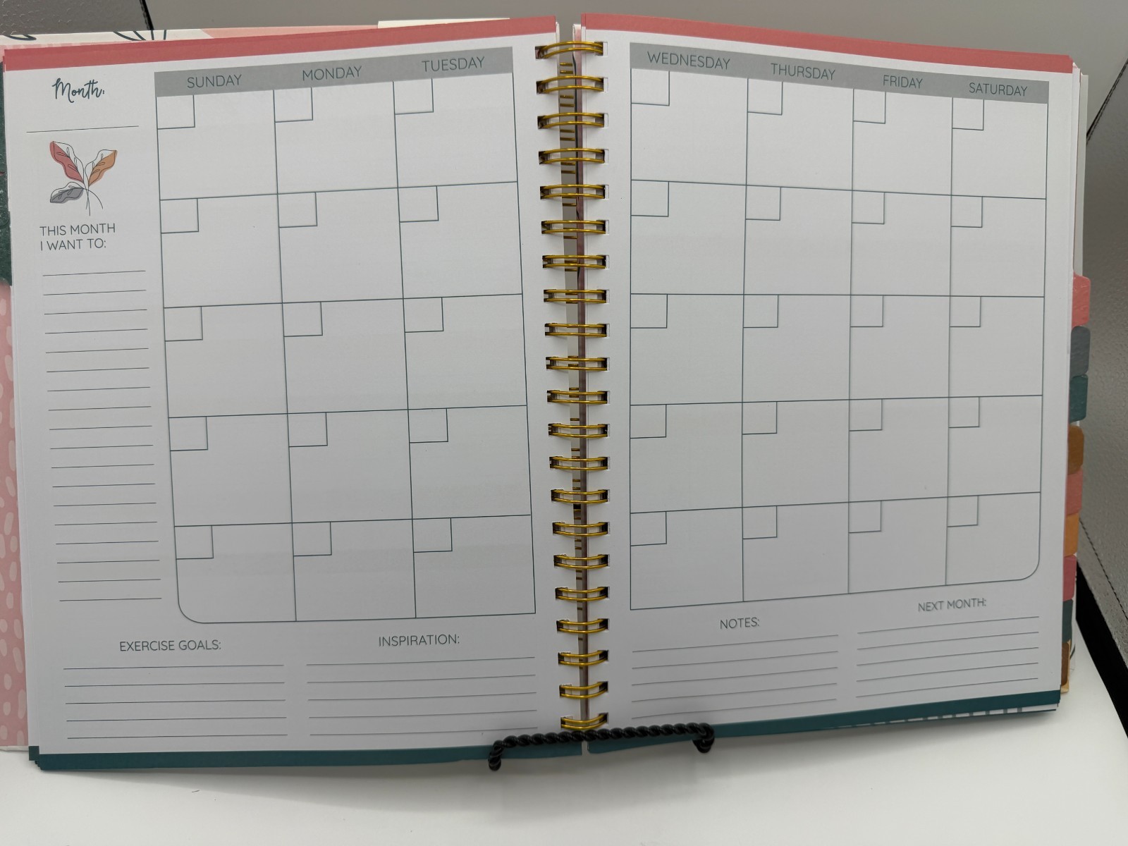 Pembrook 12 Month Wellness Planner Fitness Workout Tracker Book Journal Undated