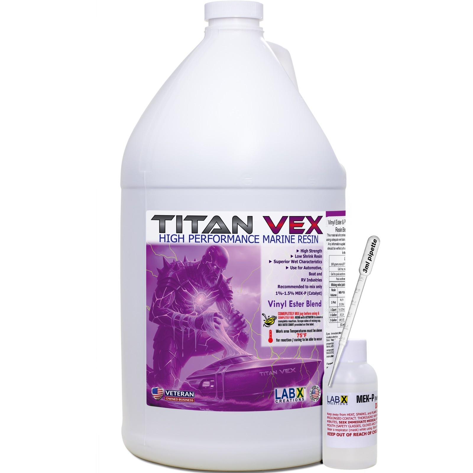 TITAN VEX -1 Gal Vinyl Ester/Polyester RESIN Blend +MEKP (Laminating fiberglass)