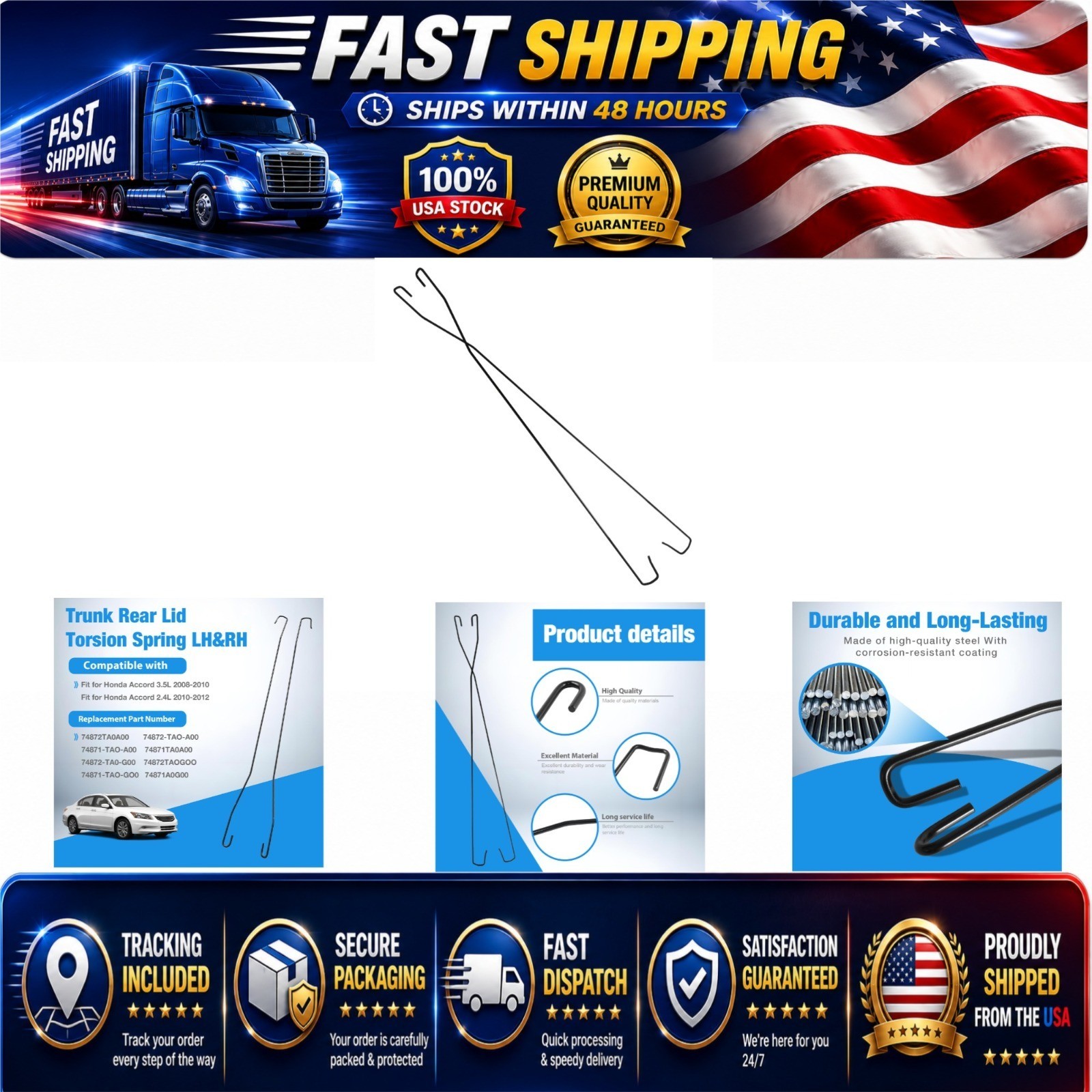 LSDZWORK Trunk Lid Torsion Spring for Honda Accord 2008-2012