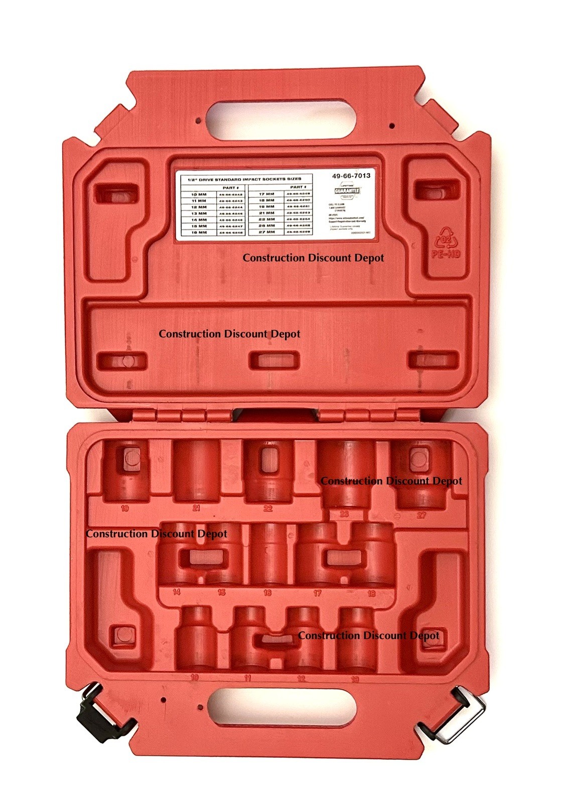 Milwaukee 49-66-7013 1/2″ Impact Socket Set Metric 14pc Replacement Empty Case