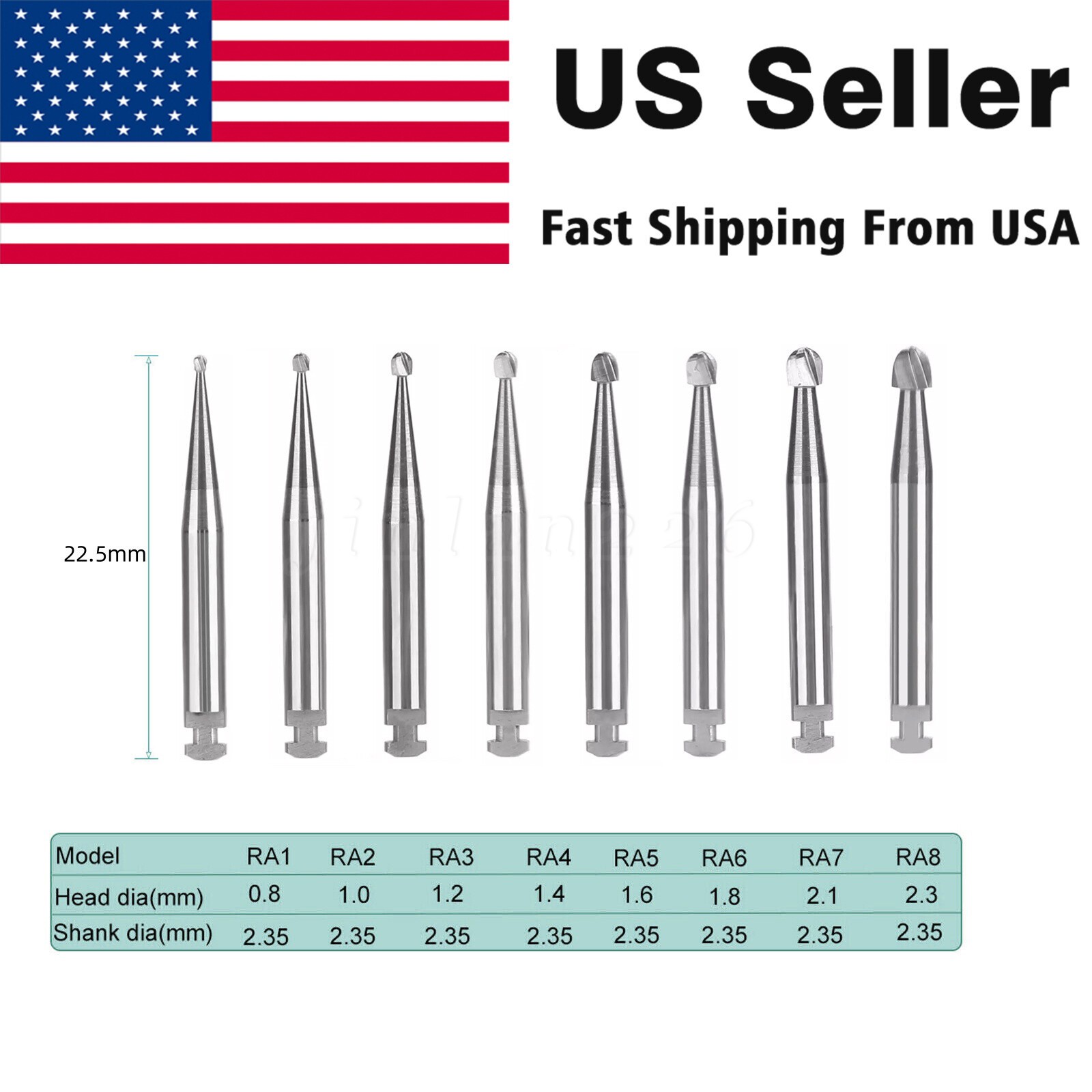 Dental Round Carbide Bur for Slow Speed Latch Type Handpiece RA 1 – RA 8 Burs ty