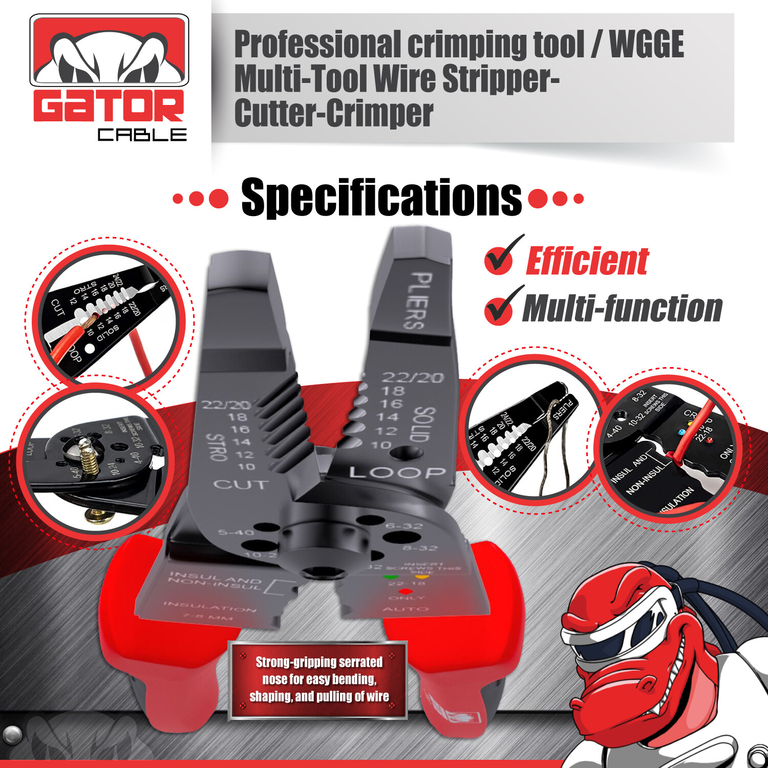 Wire Cable Screws Stripper Cutter Crimper Shearer Snipper Pliers Grip Multi-Tool