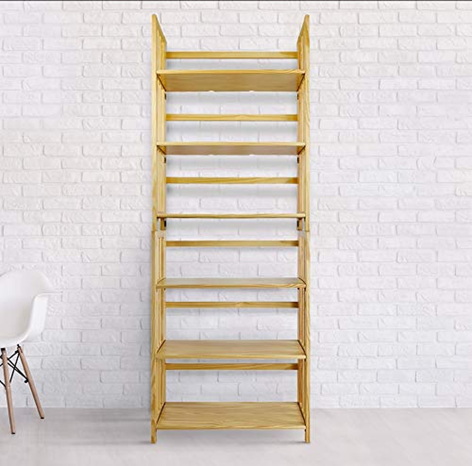 Casual Home 3-Shelf 27.5″ Wide Folding Stackable Bookcase, Natural (New)
