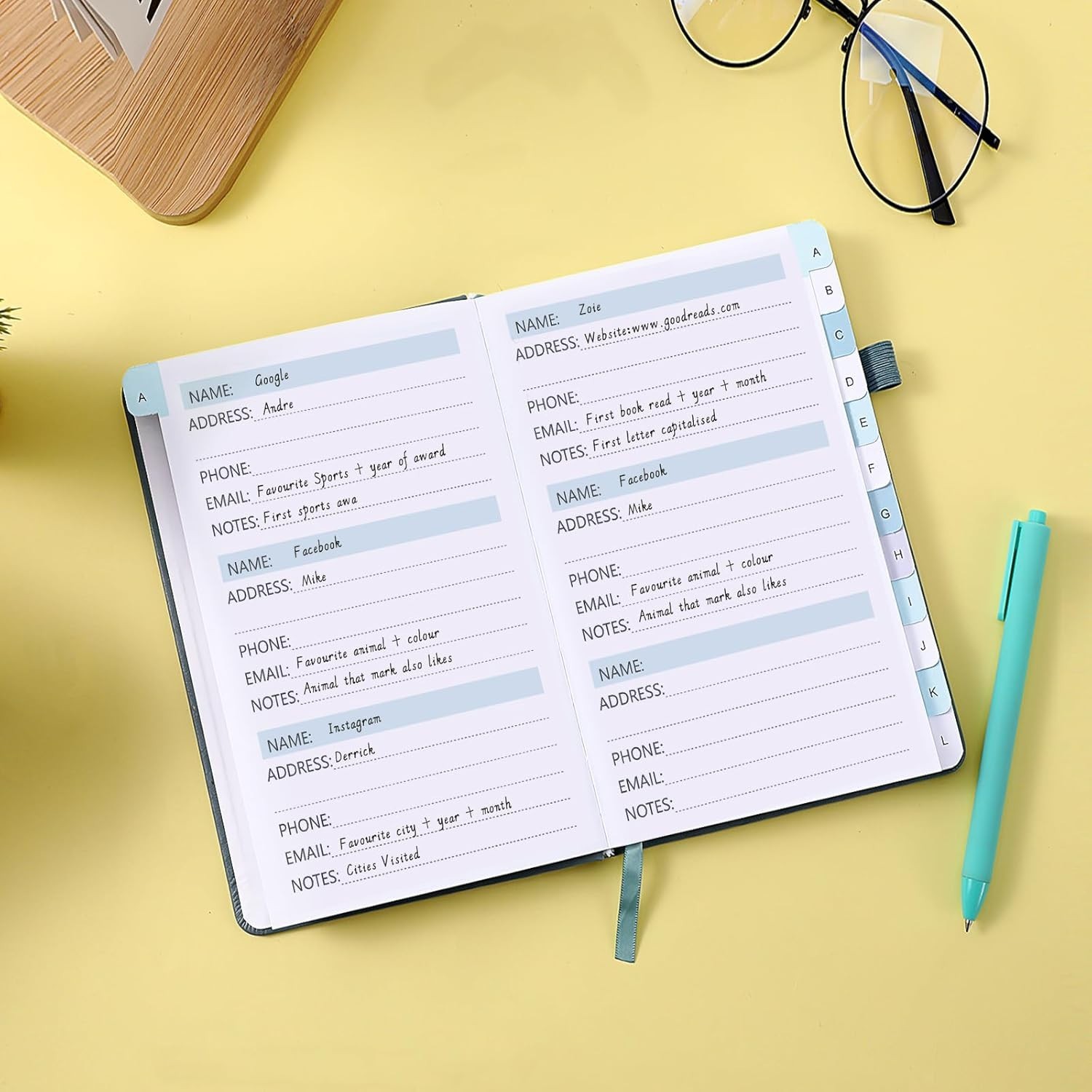 Address Book, Address and Password Keeper Book with Alphabetical Tabs, Hardco…