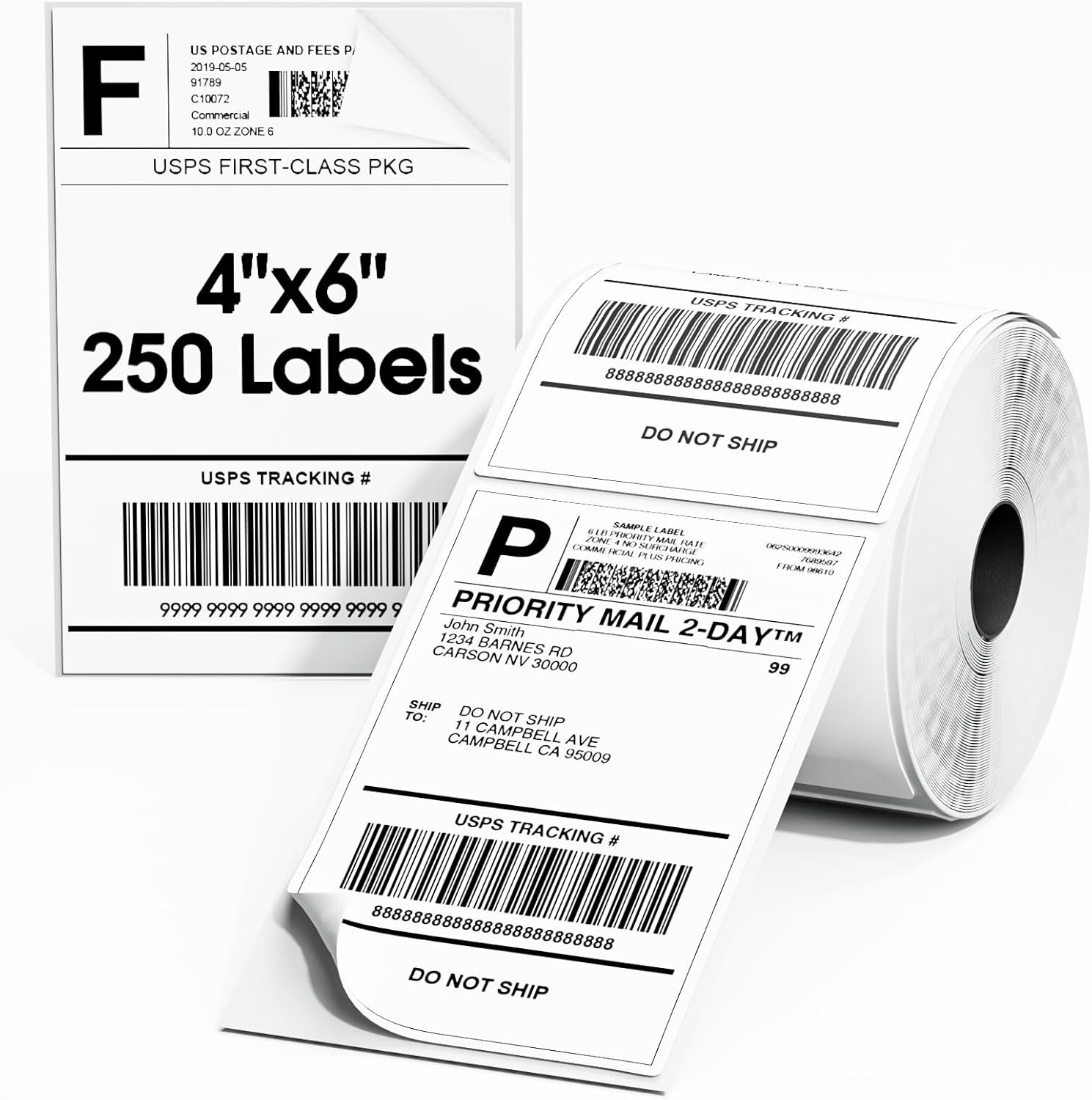 250/Roll 4×6 Direct Thermal Shipping Labels for Zebra 2844 ZP450 Eltron