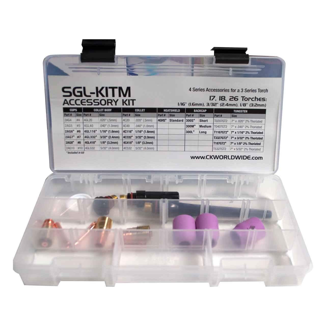 CK SGL-KITM TIG Accessory Kit, Stubby Gas Lens, 4GL, 1/16, 3/32, 1/8