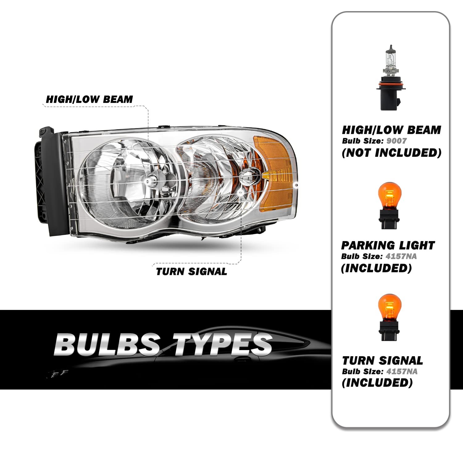 Headlight Assembly 2002-2005 Ram 1500 2003-2005 Ram 2500 3500 Pickup Truck
