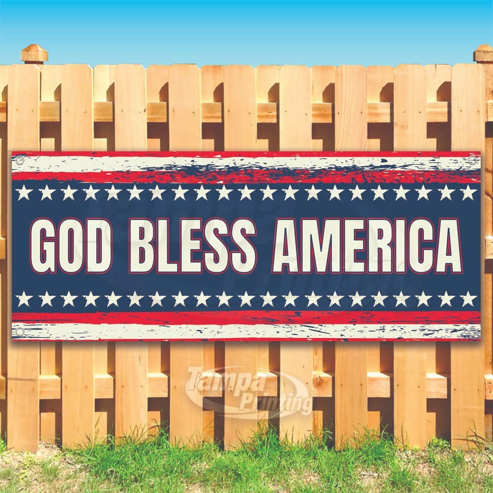 GOD BLESS AMERICA Advertising Patriot Vinyl Banner Flag Sign USA SB10541