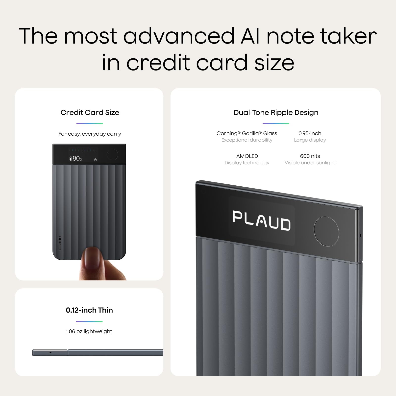 Plaud Note Pro AI Voice Recorder, Transcribe & Summarize with Black