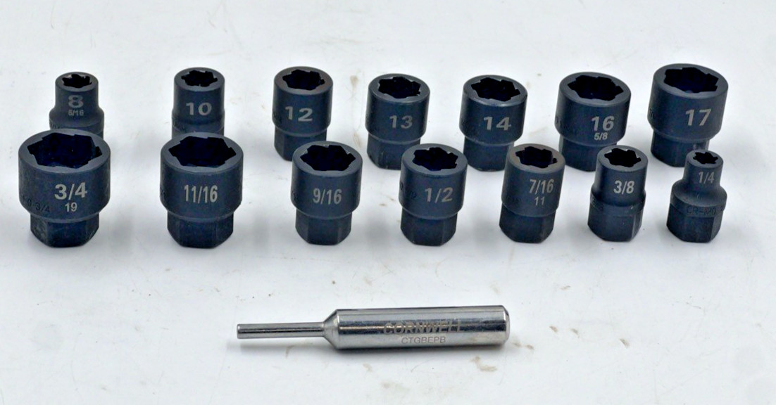 Cornwell Tools CTGBE15ST – 15 Piece 3/8″ Drive Bolt Extractor Set (EL1129552)