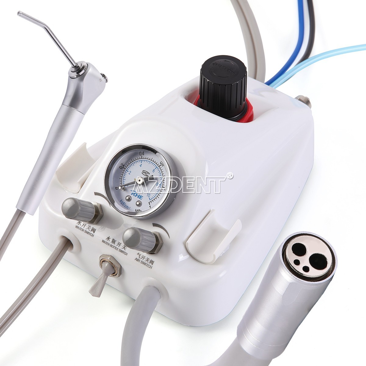Portable Dental Turbine Unit 3 Way Syringe Work with Air Compressor 4Holes