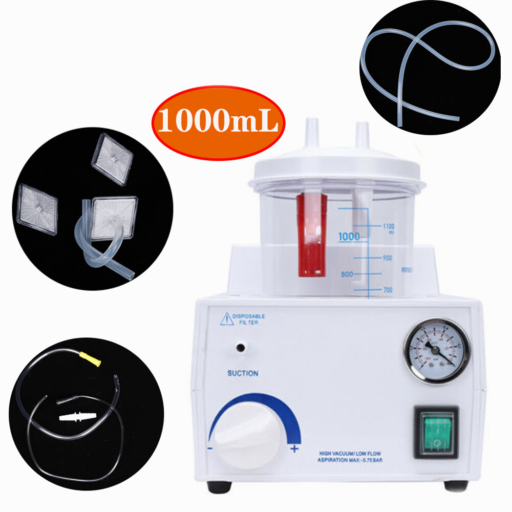1000mL Portable Phlegm Suction Unit Emergency Medical Vacuum Aspirator Machine