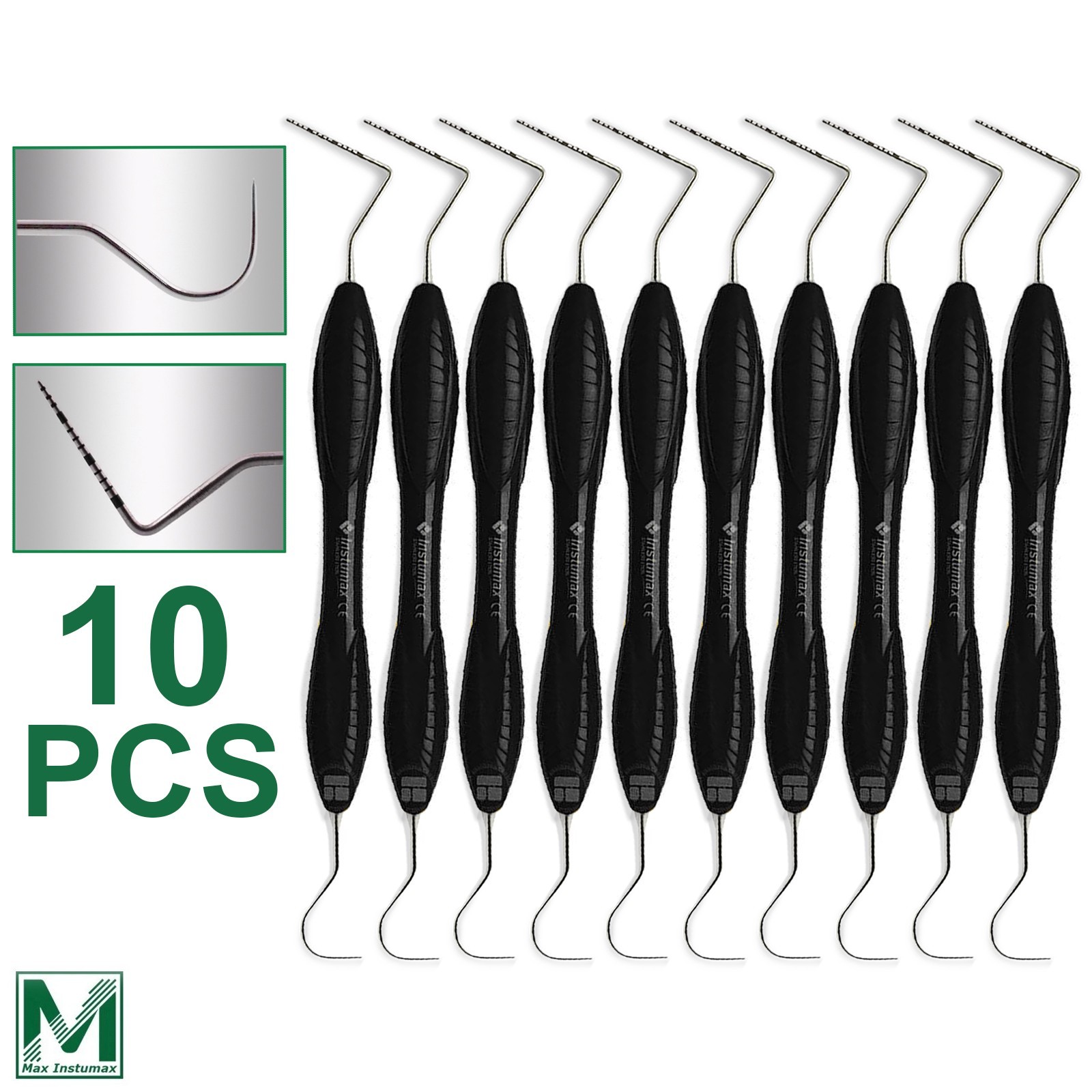 10 Dental Perio Probe UNC 23/15 Explorer Instruments Silicone Handle Black
