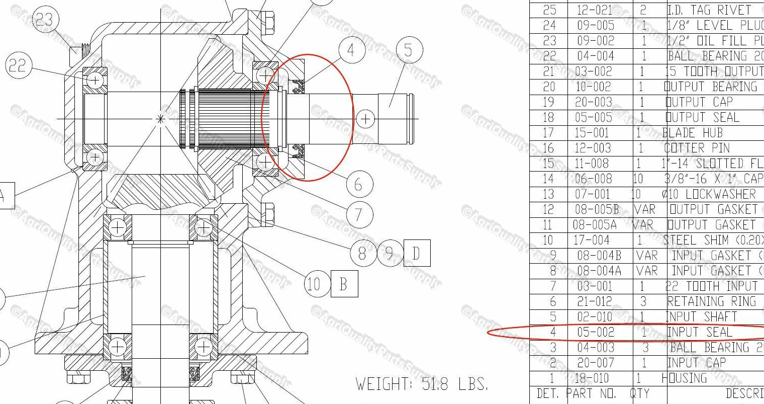 40HP Rotary Cutter Gearbox Input Oil Seal, Rhino 00564200, 05-002 Free Shipping