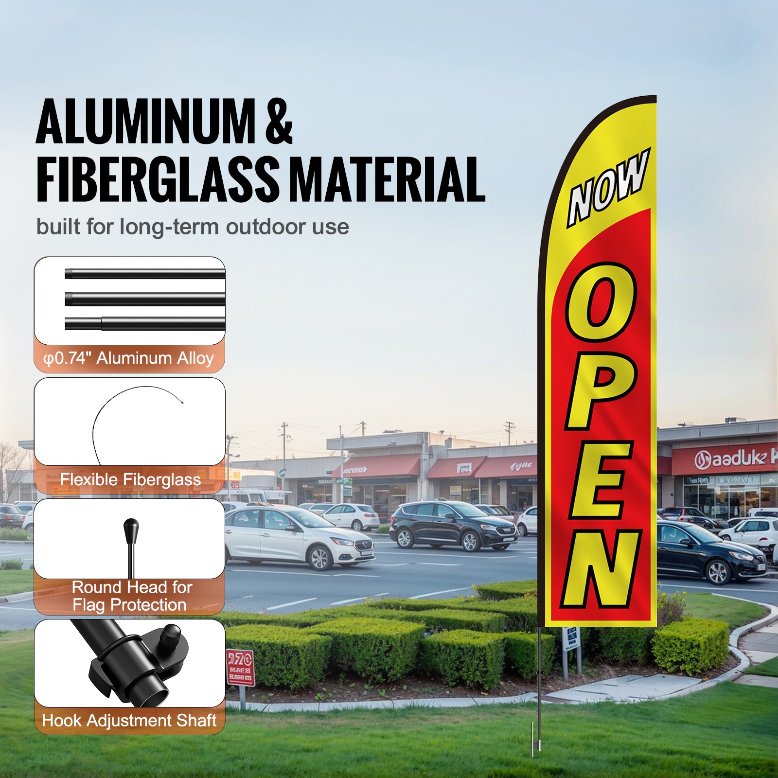 VEVOR Open Flags for Business Advertising Flags for Outside Banner Flag and Pole