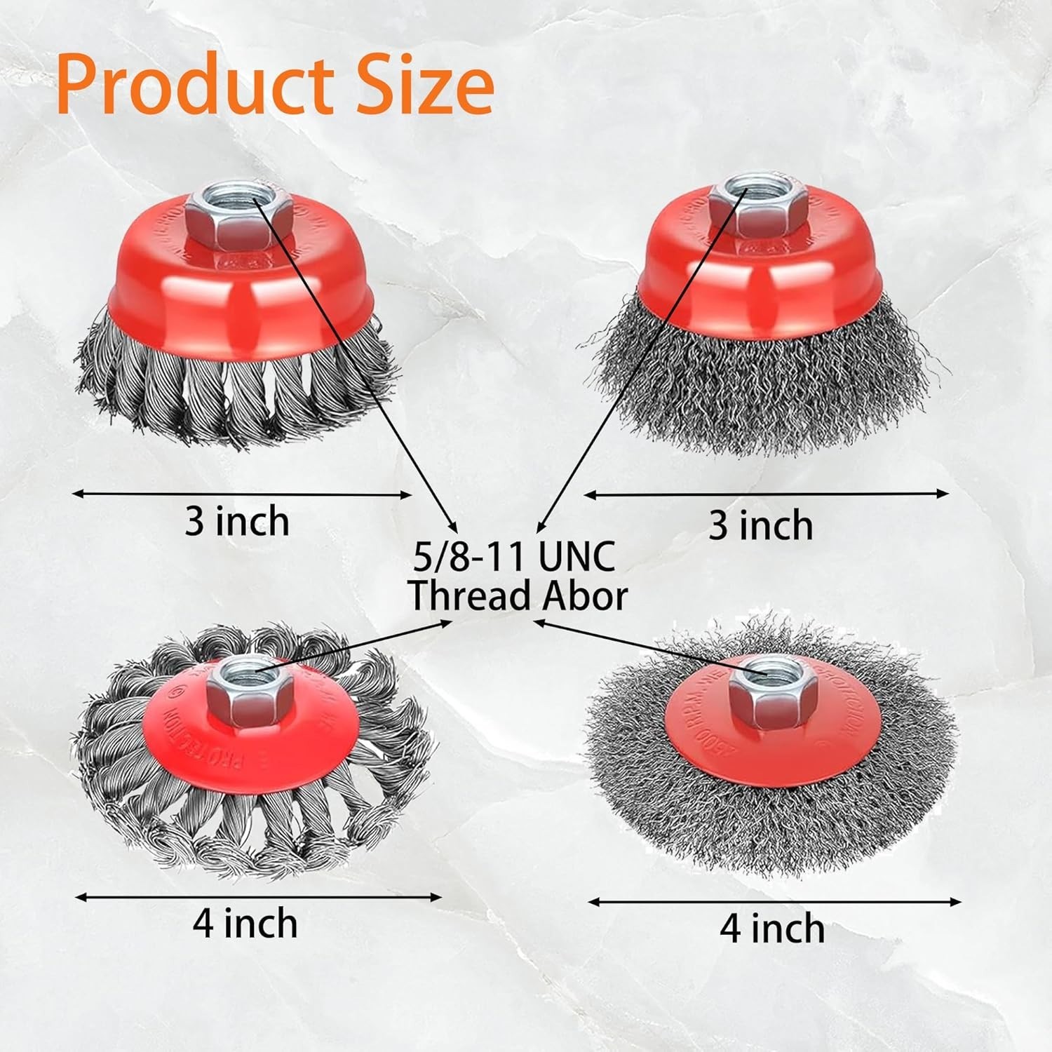 Wire Wheel Brush Set for Angle Grinder Coarse Rust Removal Surface Prep