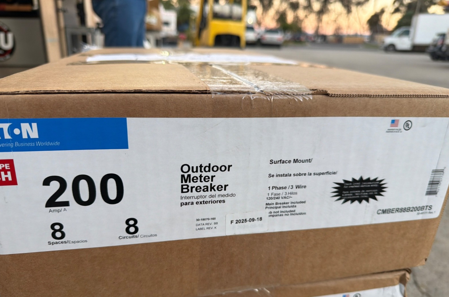 Eaton CMBER88B200BTS Meter Breaker EUSERC Type CH, 200A