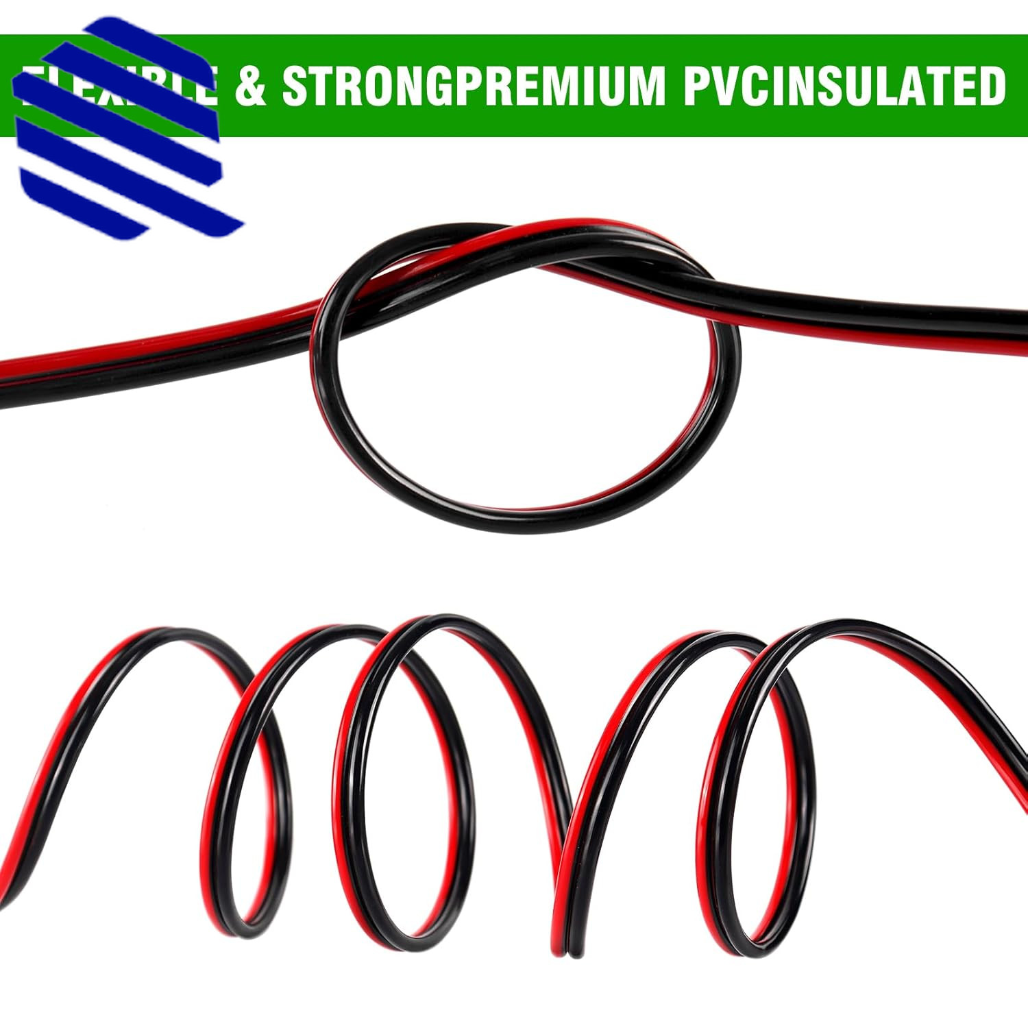 12 Gauge Wire 100FT 2 Conductors Electrical Wire Red and Black Cable Low Voltage