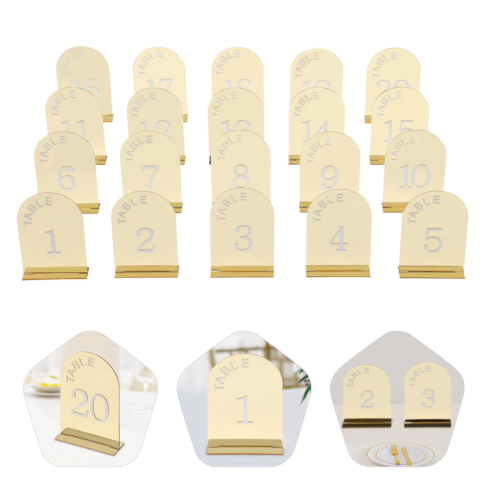 20 Pcs Wedding Table Numbers Mirror Acrylic Table Number Table Sign Numbers