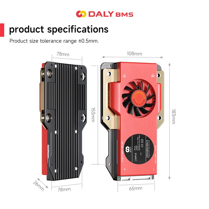 DALY Smart BMS Li-ion LiFePO4 3S-24S 300A/400A/500A For Lithium 18650 BAT