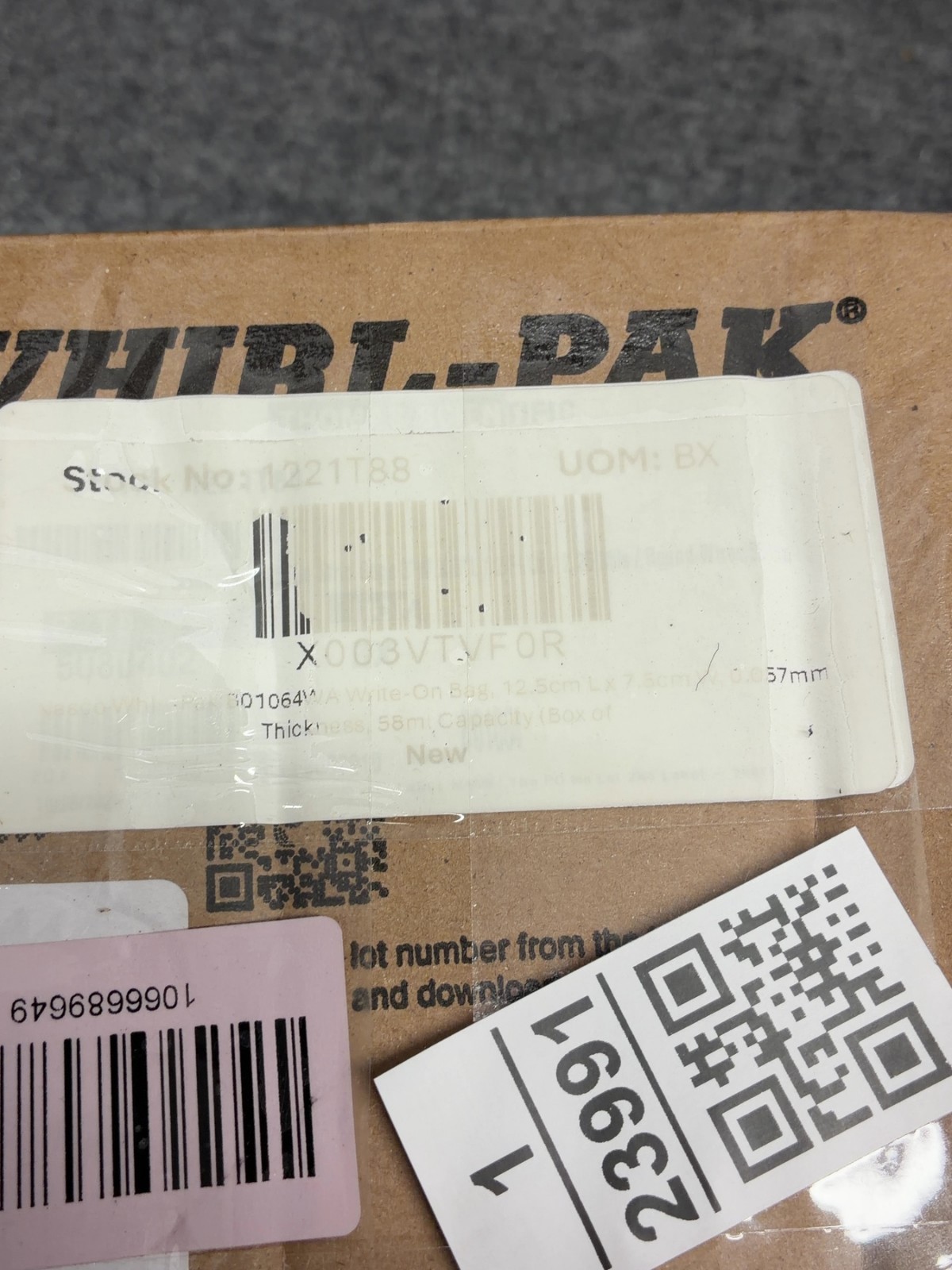 Nasco Whirl-Pak B01064WA Write-On Sample Bags (Box of 500)