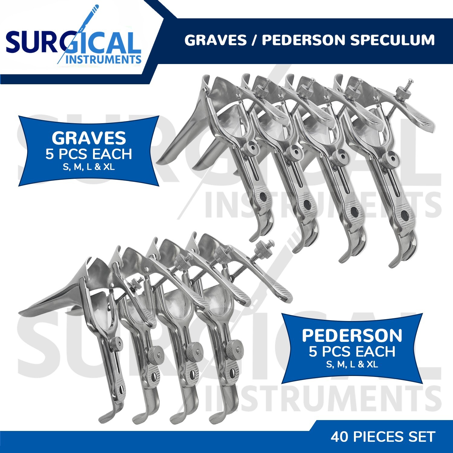 40 Pcs Graves / Pederson Vaginal Speculum OB/GYN Surgical Instruments German Gr