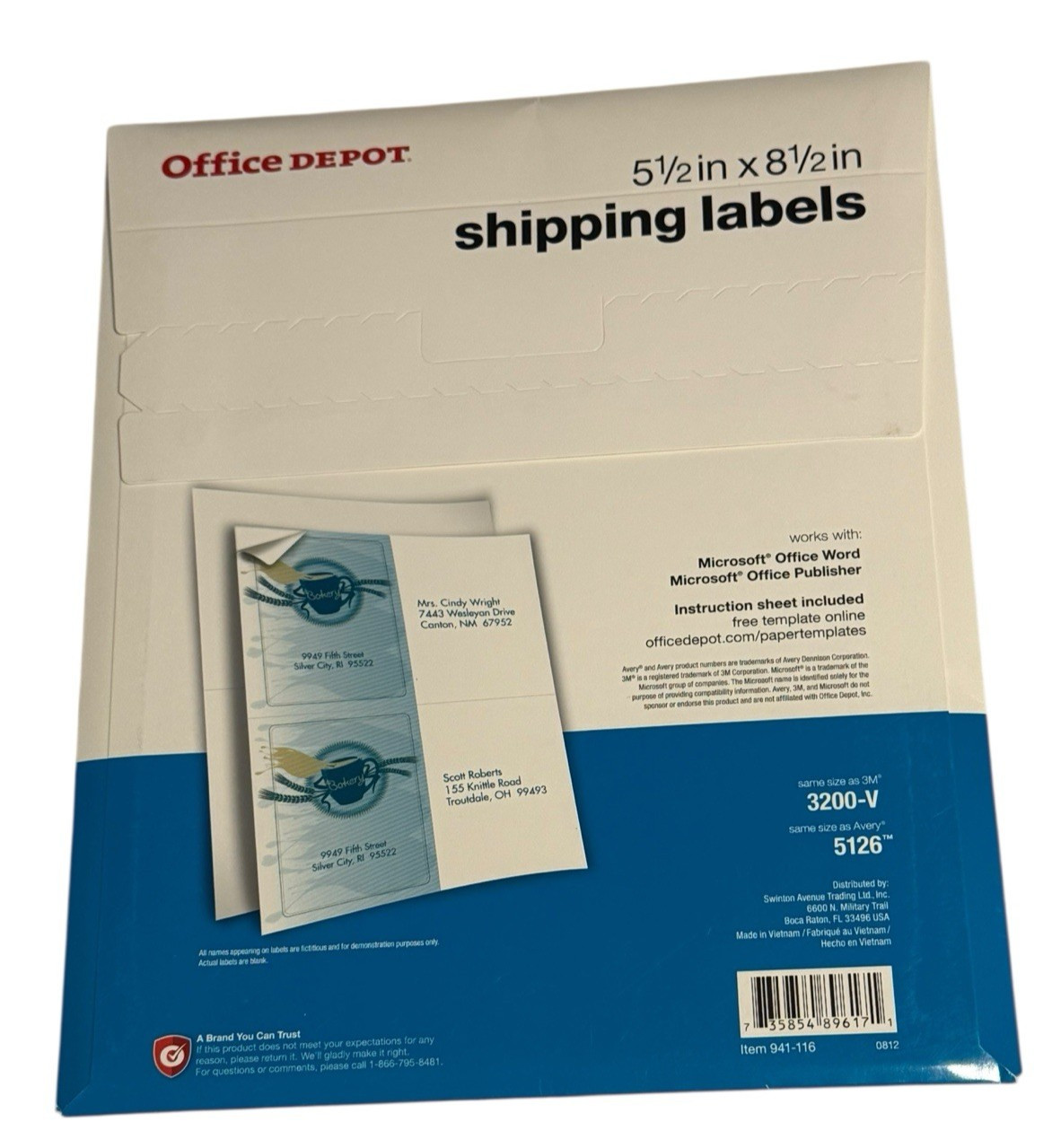 5 1/2″ x 8 1/2″ Shipping Labels – 2 per Sheet (White) Fits 5126, 3200-V (50 pcs)