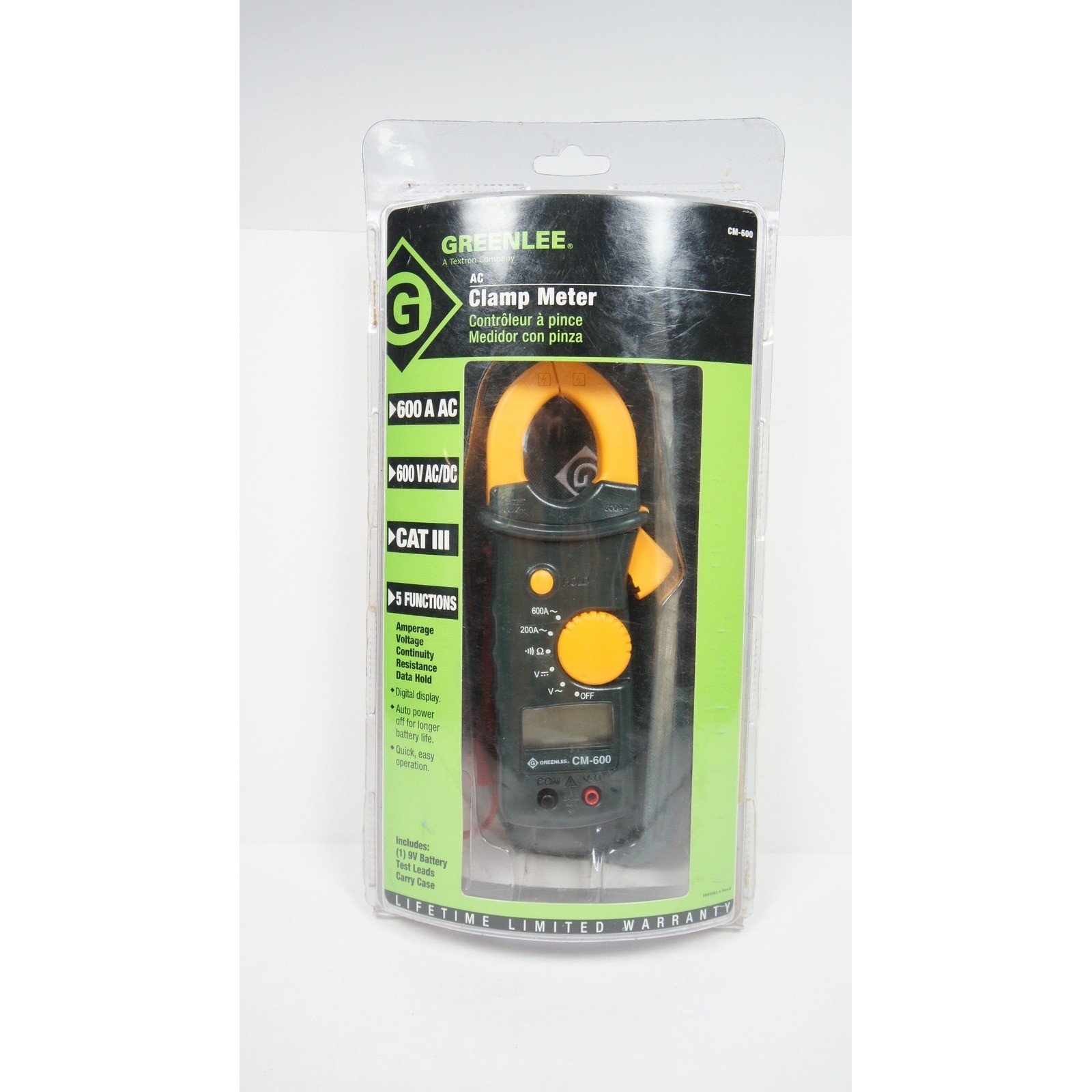 Greenlee CM-600 AC Clamp Meter 600A 600V Digital Multimeter CAT III New