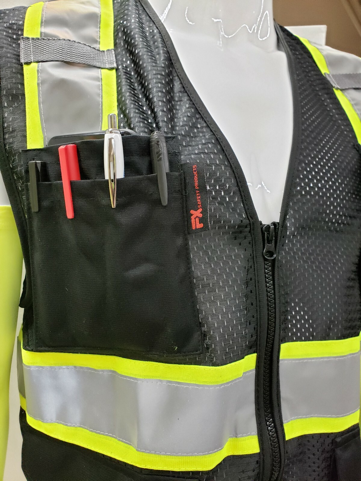 Two Tone Hi Visibility Reflective BLACK OR BLUE Safety Vest (X-Small to 2XL)