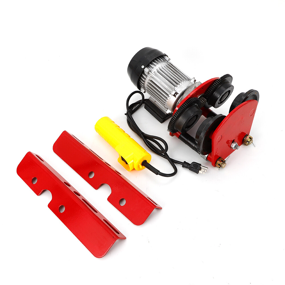 Electric Wire Rope Hoist Trolley Overhead Motor Winch Hoist Garage Crane 2200lbs